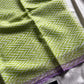 Light green Kota Doria saree with purple contrast and mulmul blouse – House of Thansha
