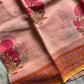 Peach Kota Doria Saree with mulmul blouse