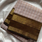 Kattam Edit – Soft Taupe Beige Checked Chettinadu Cotton Saree
