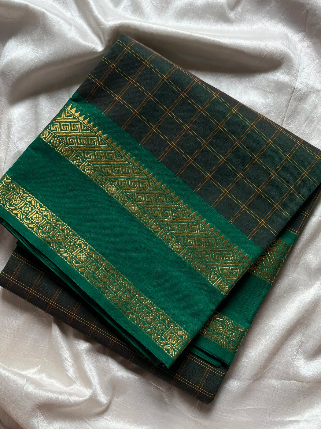 Kattam Edit – Dark Green Checked Chettinadu Cotton