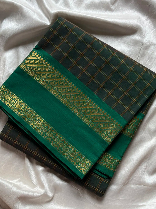 Kattam Edit – Dark Green Checked Chettinadu Cotton