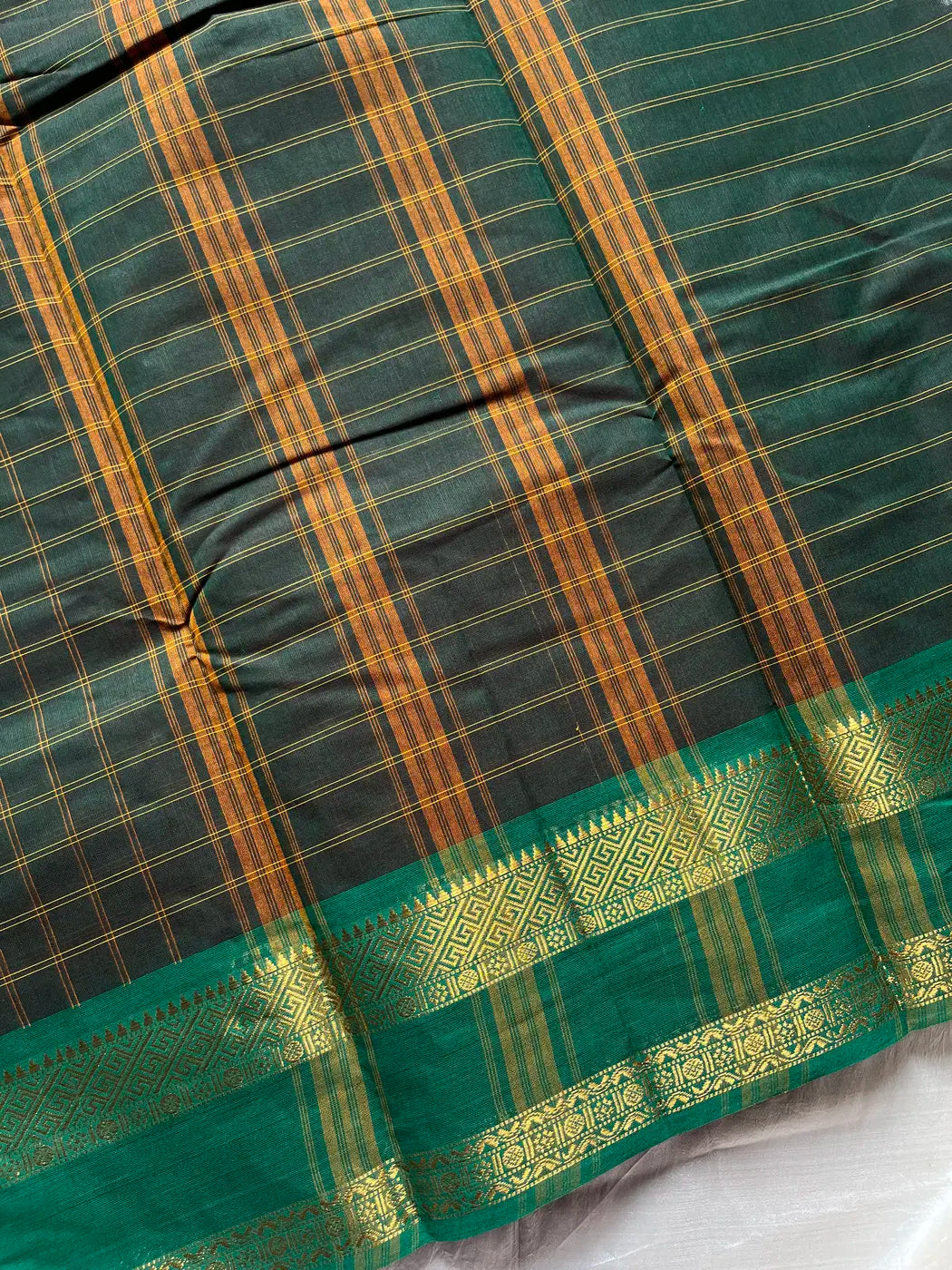 Kattam Edit – Dark Green Checked Chettinadu Cotton
