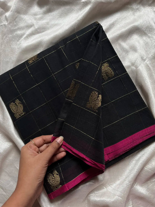 Throne Edit – Black Kanchi Cotton Saree