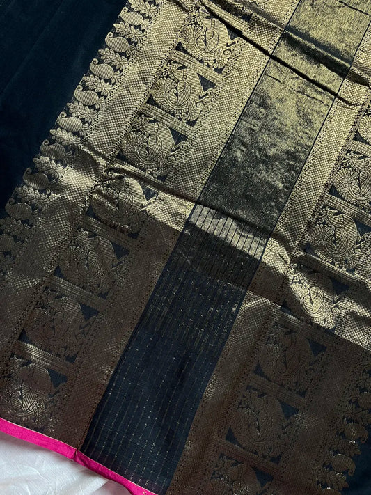 Throne Edit – Black Kanchi Cotton Saree