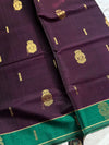 Vegan Silk Saree – Dark Purple Handloom Art Silk