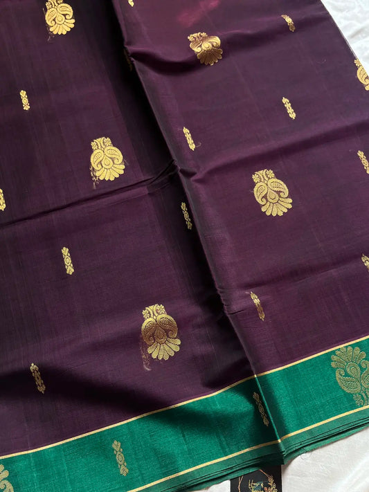 Vegan Silk Saree – Dark Purple Handloom Art Silk
