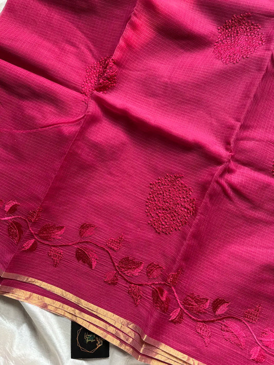 Kota Silk Cotton Saree - Pink