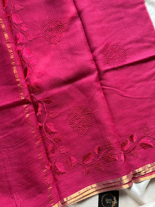 Kota Silk Cotton Saree - Pink