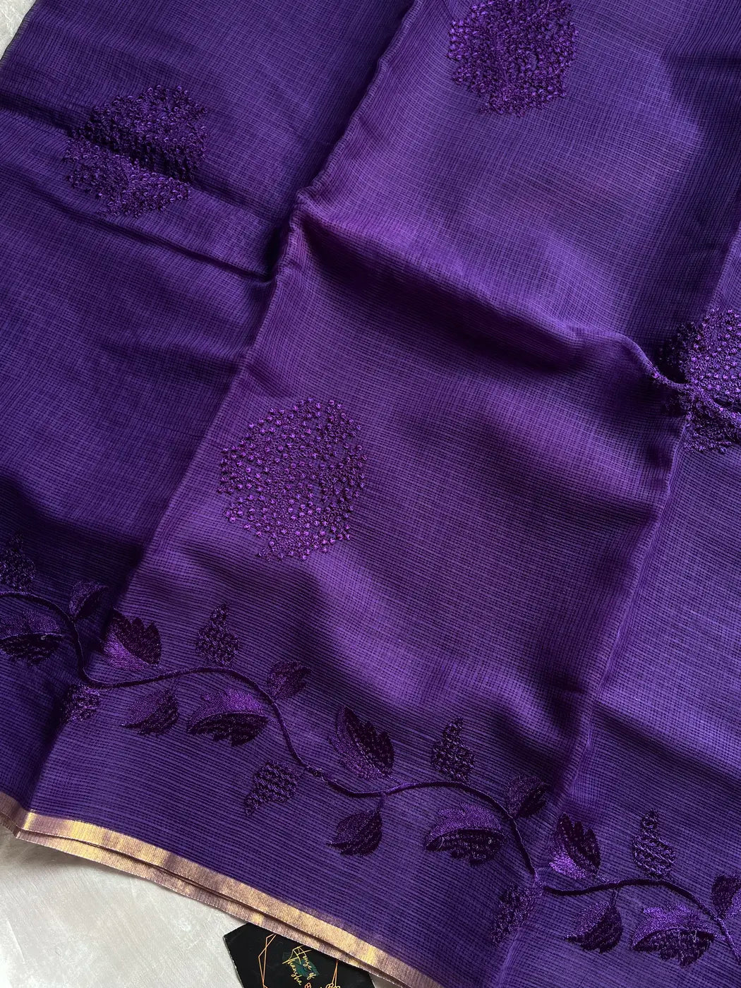 Kota Silk Cotton Saree - Purple