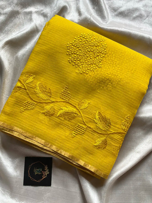 Kota Silk Cotton Saree - Yellow