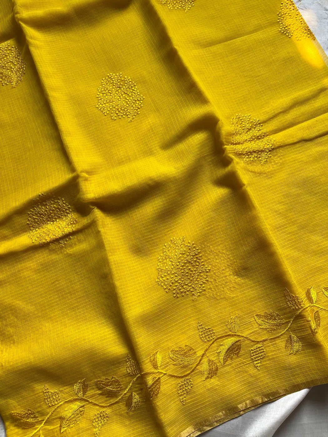 Kota Silk Cotton Saree - Yellow