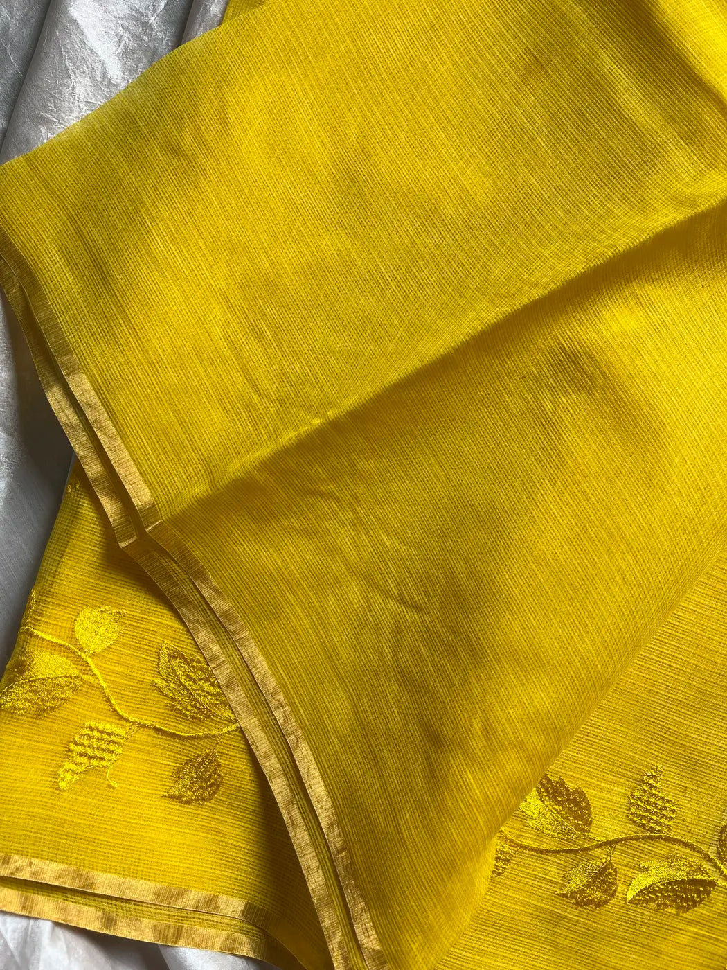 Kota Silk Cotton Saree - Yellow