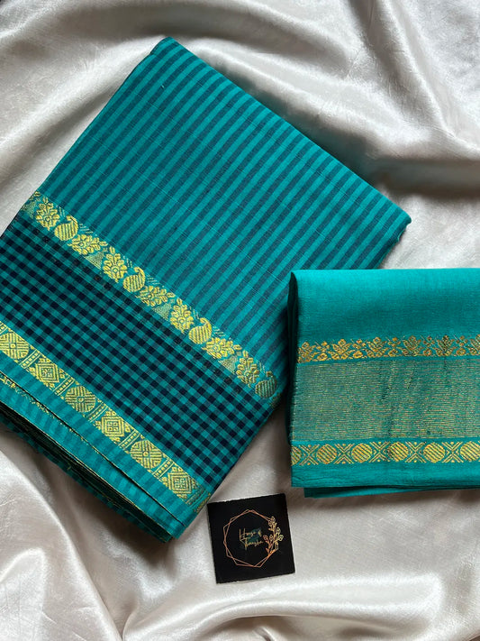 Mini Kattam - Teal Blue Chettinadu Cotton