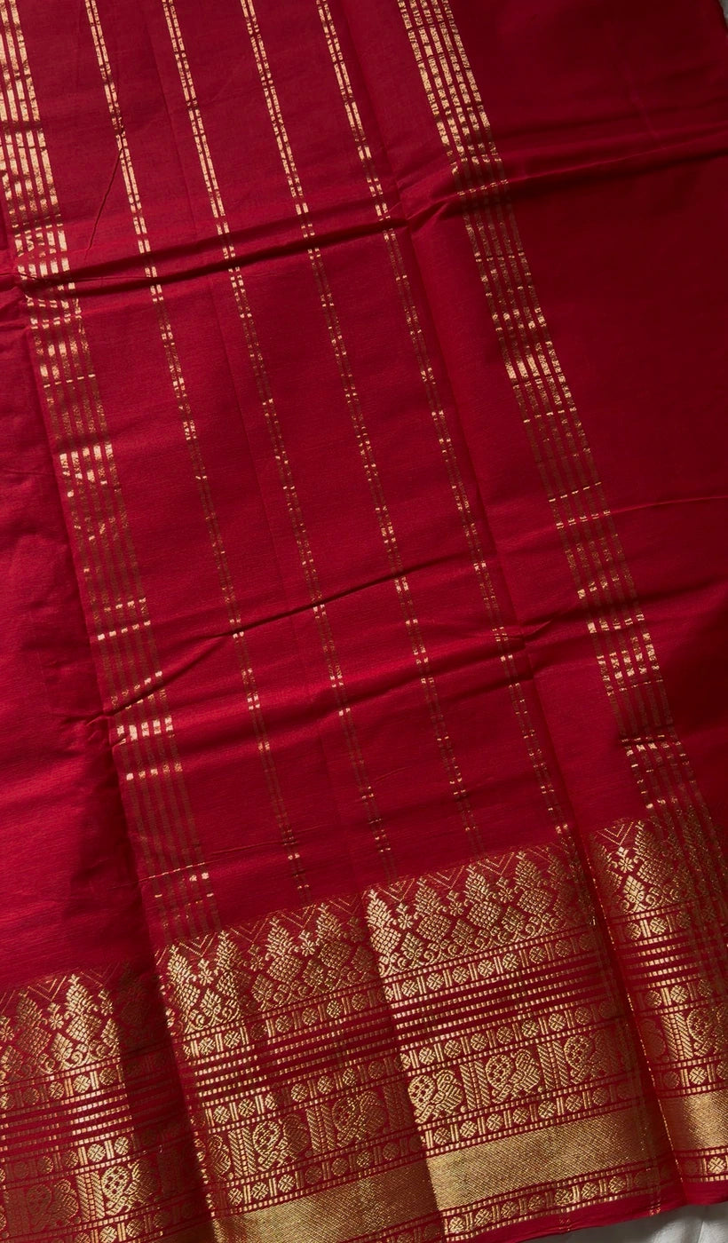 Subtle Weaves | Red Kanchi Cotton Saree