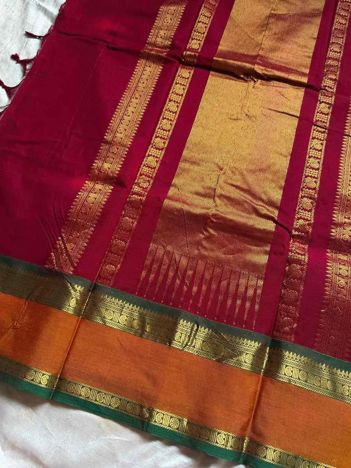 Throne Edit – Maroon 120 Counts Mercerised Kanchi Cotton Saree