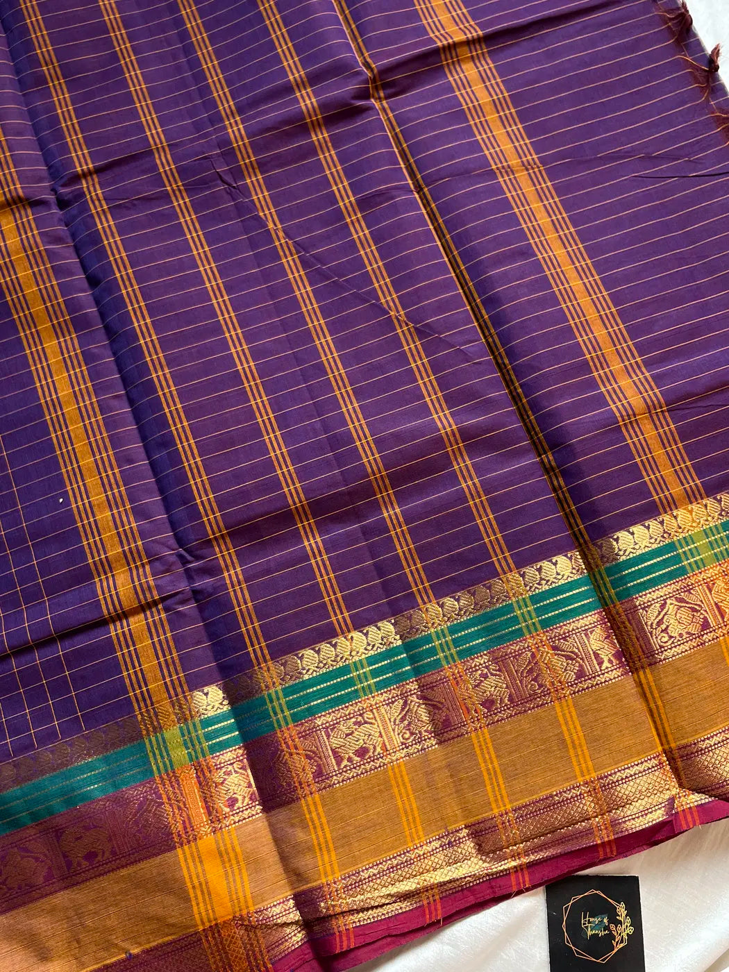 Kattam Edit – Purple Checked Chettinadu Cotton Saree
