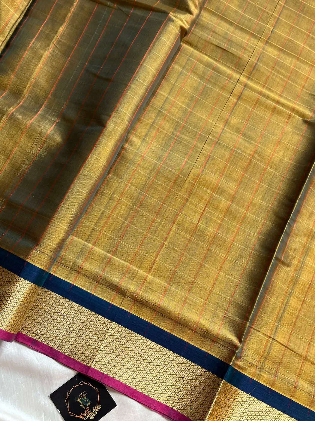 Devendra Saree – Olive Gold | Handloom Art silk
