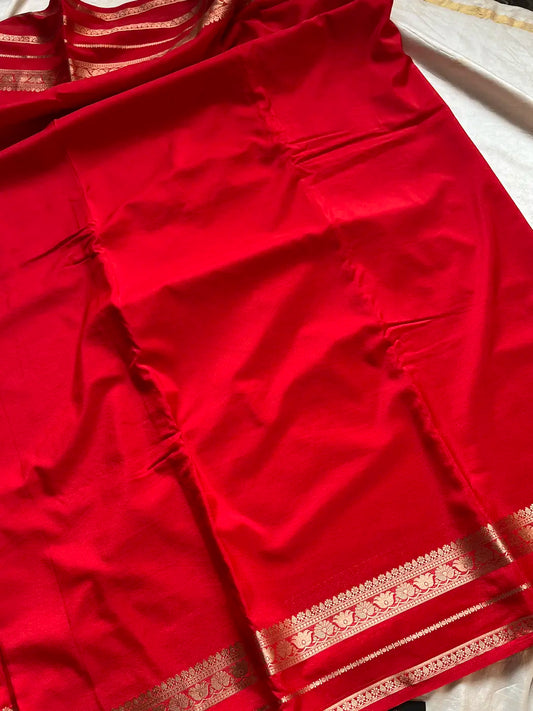 Semi Mysore Silk Saree – Red