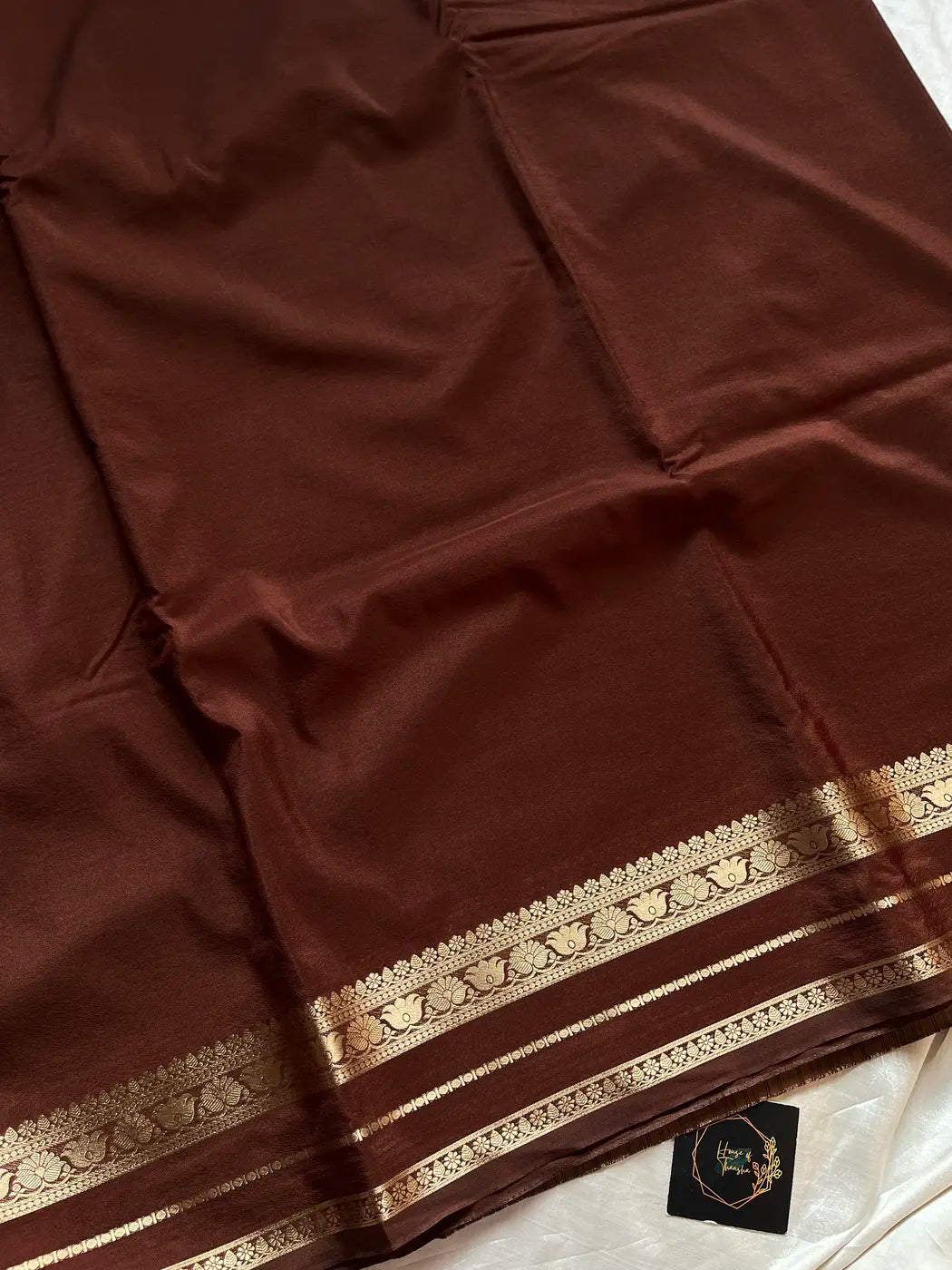 Semi Mysore Silk Saree – Coffee brown