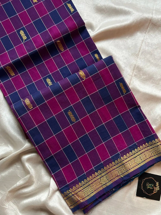 Kattam Edit – Checked Chettinadu Cotton Saree