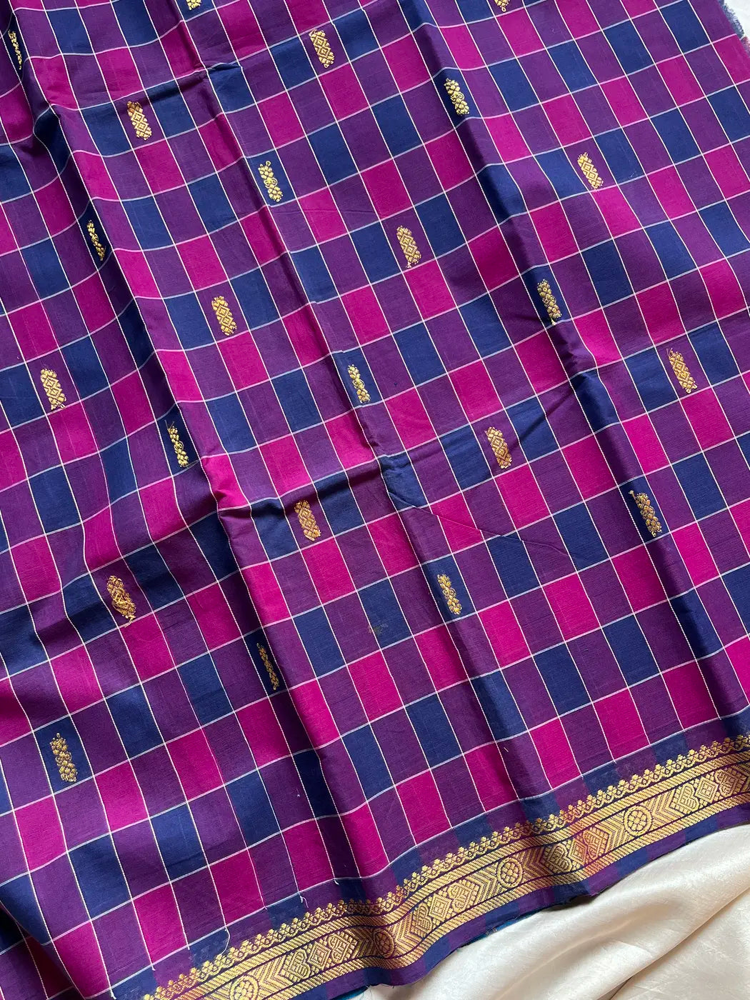 Kattam Edit – Checked Chettinadu Cotton Saree