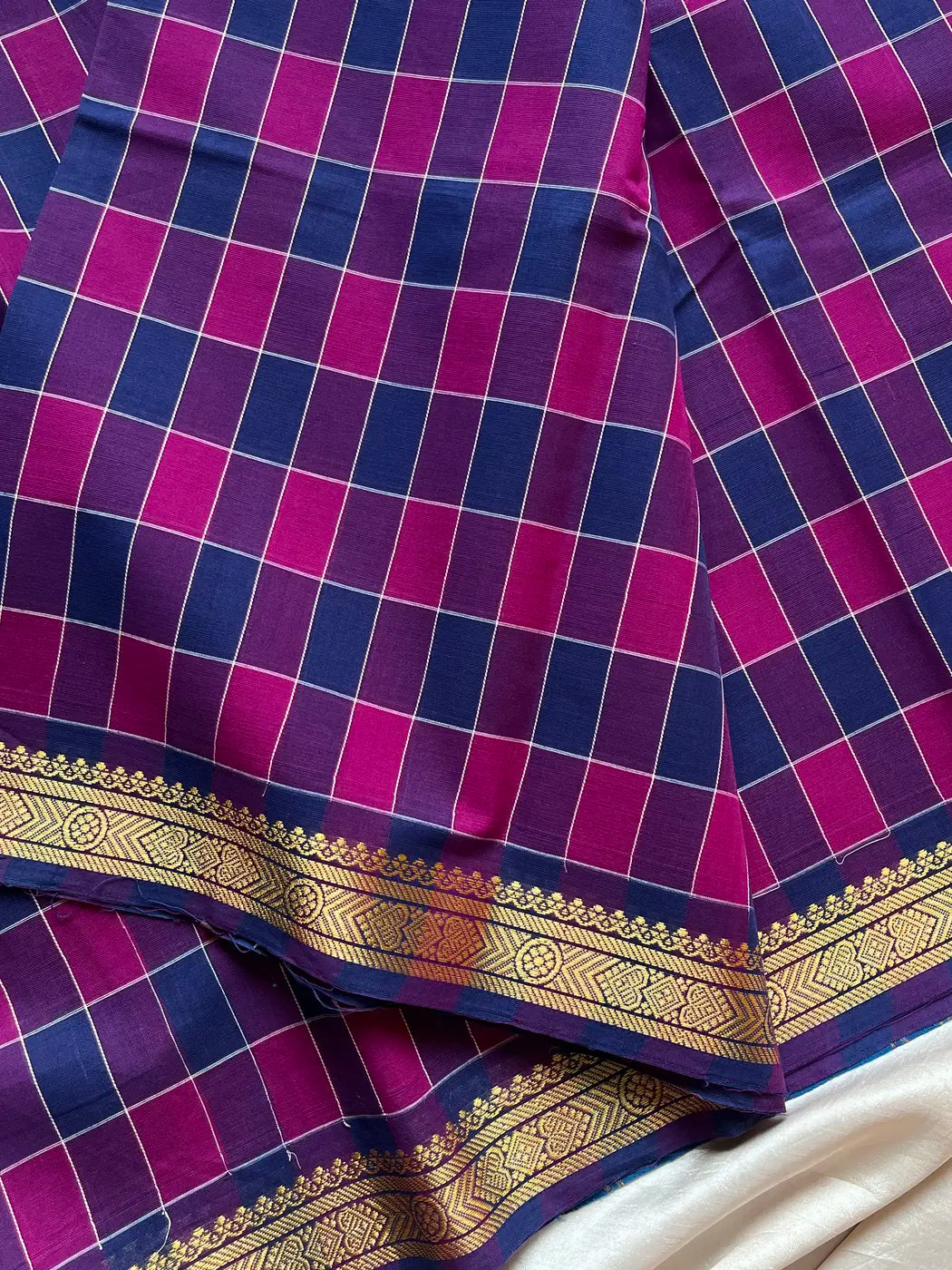 Kattam Edit – Checked Chettinadu Cotton Saree