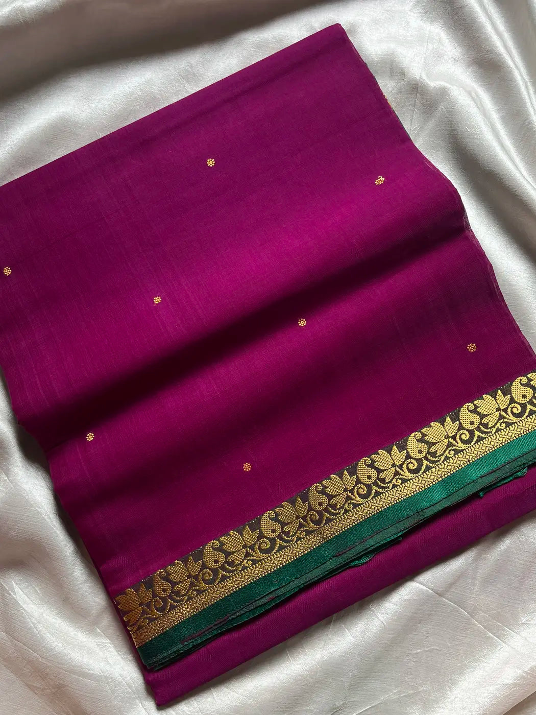 Vegan Silk Saree – Magenta & Green Handloom Art Silk