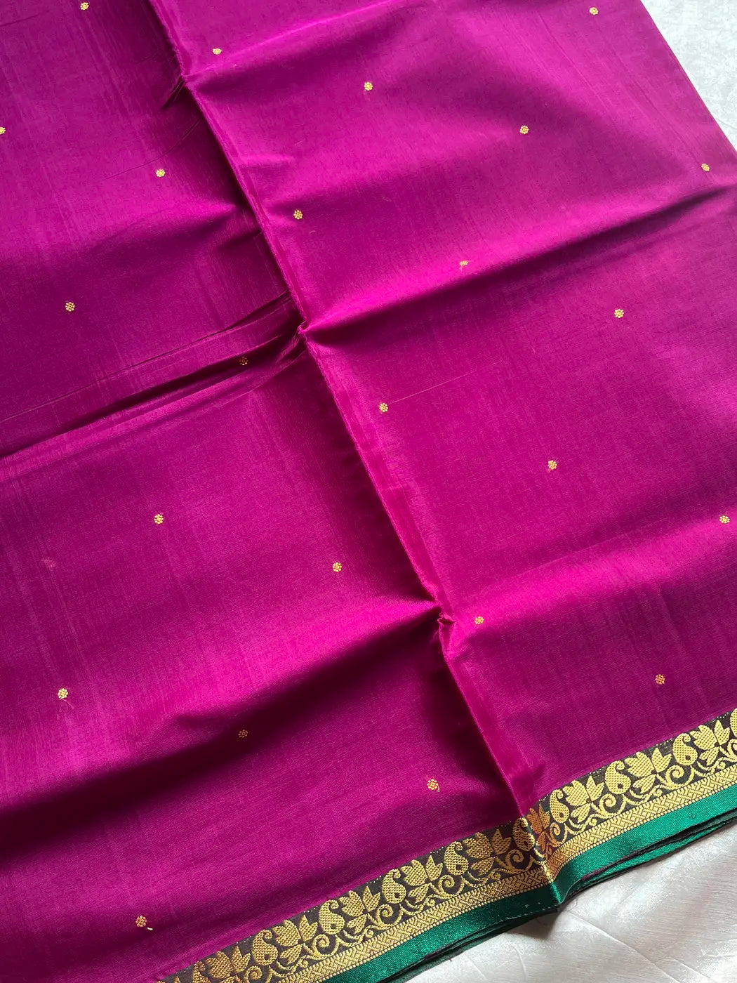 Vegan Silk Saree – Magenta & Green Handloom Art Silk