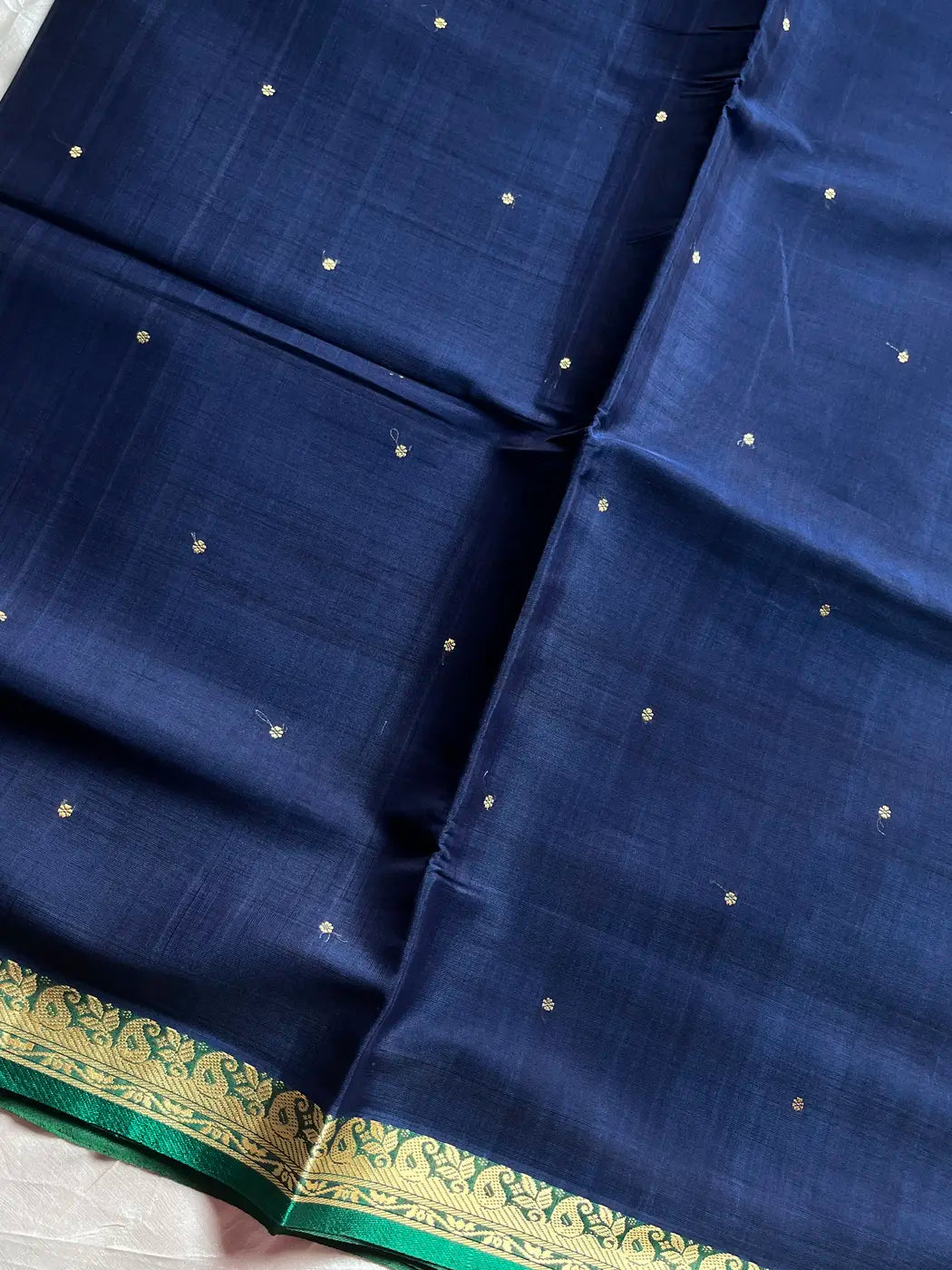 Vegan Weaves – Blue & Green Handloom Art Silk Saree