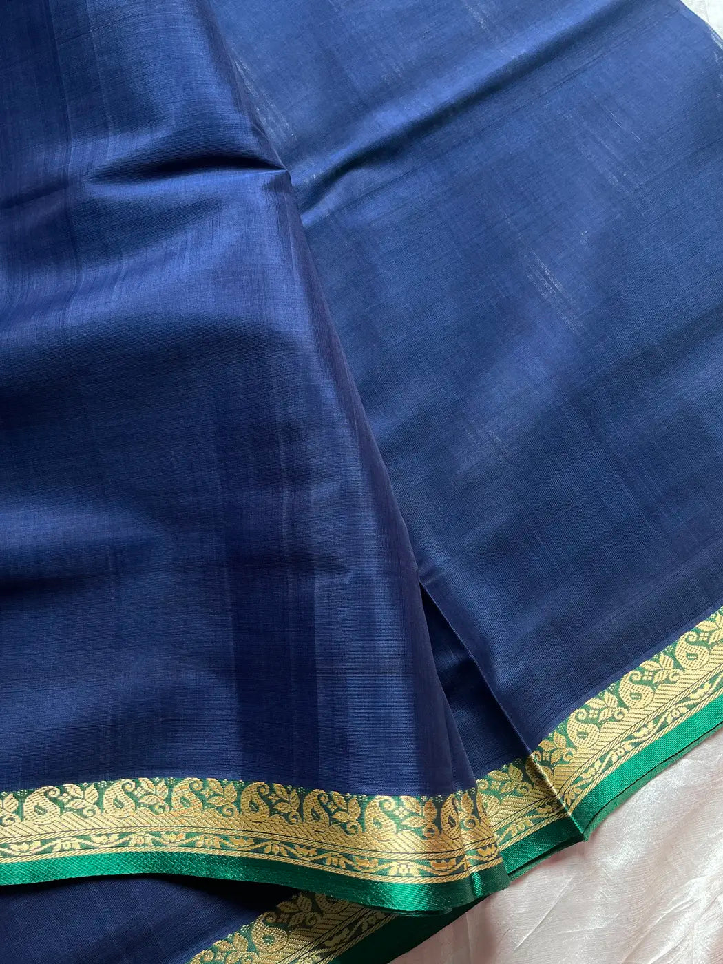 Vegan Weaves – Blue & Green Handloom Art Silk Saree