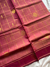 Vegan Weaves – Pink Checked Handloom Art Silk Saree