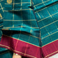 Vegan Weaves – Peacock Green Checked Handloom Art Silk Saree