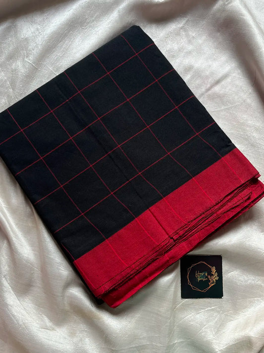 Chettinadu Cotton Saree –  Black