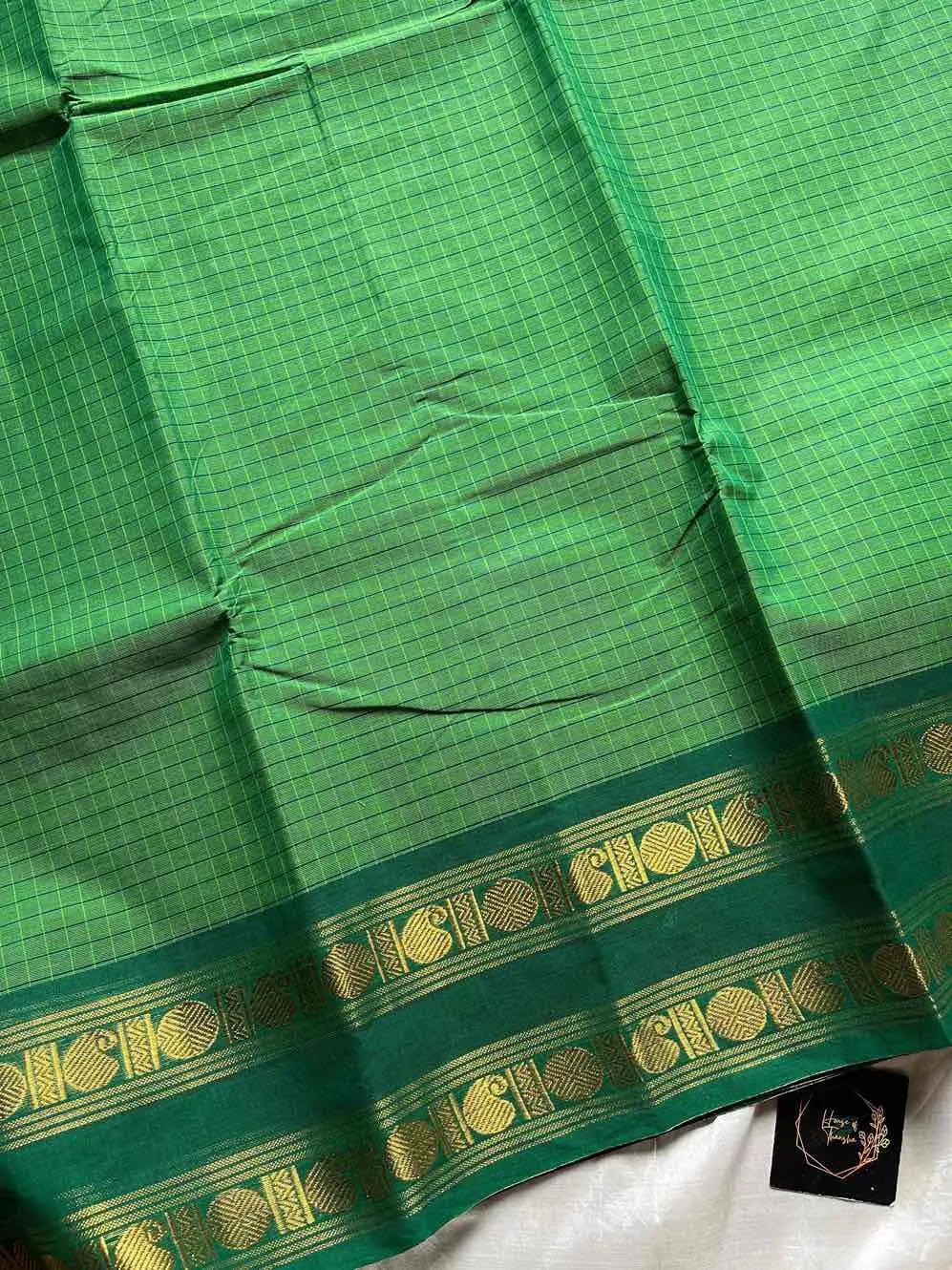 Kattam Edit | Chettinadu Checked Saree – Leaf Green