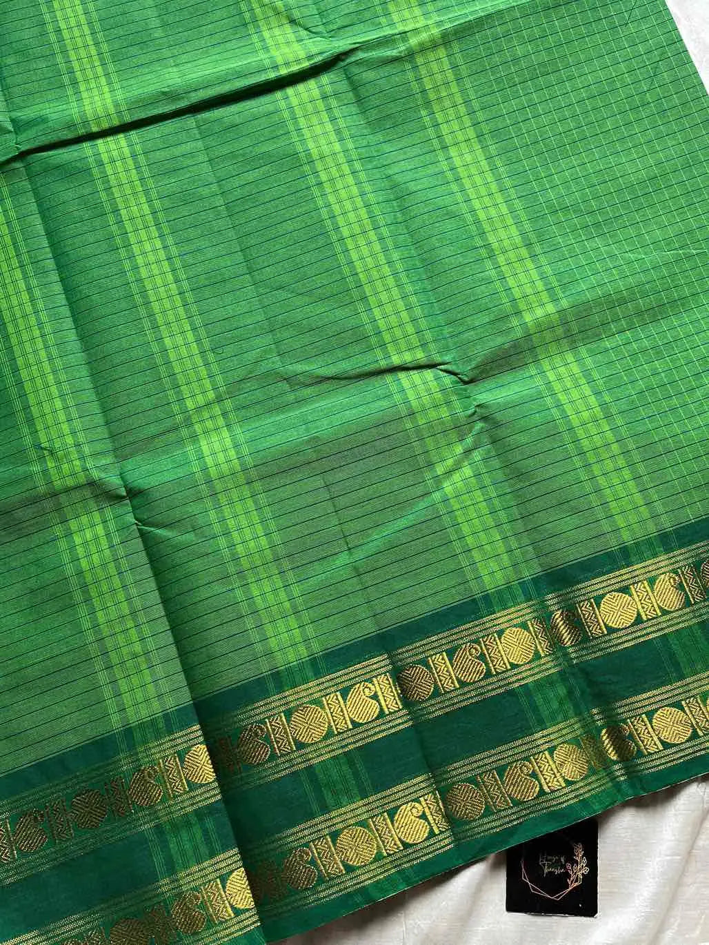 Kattam Edit | Chettinadu Checked Saree – Leaf Green