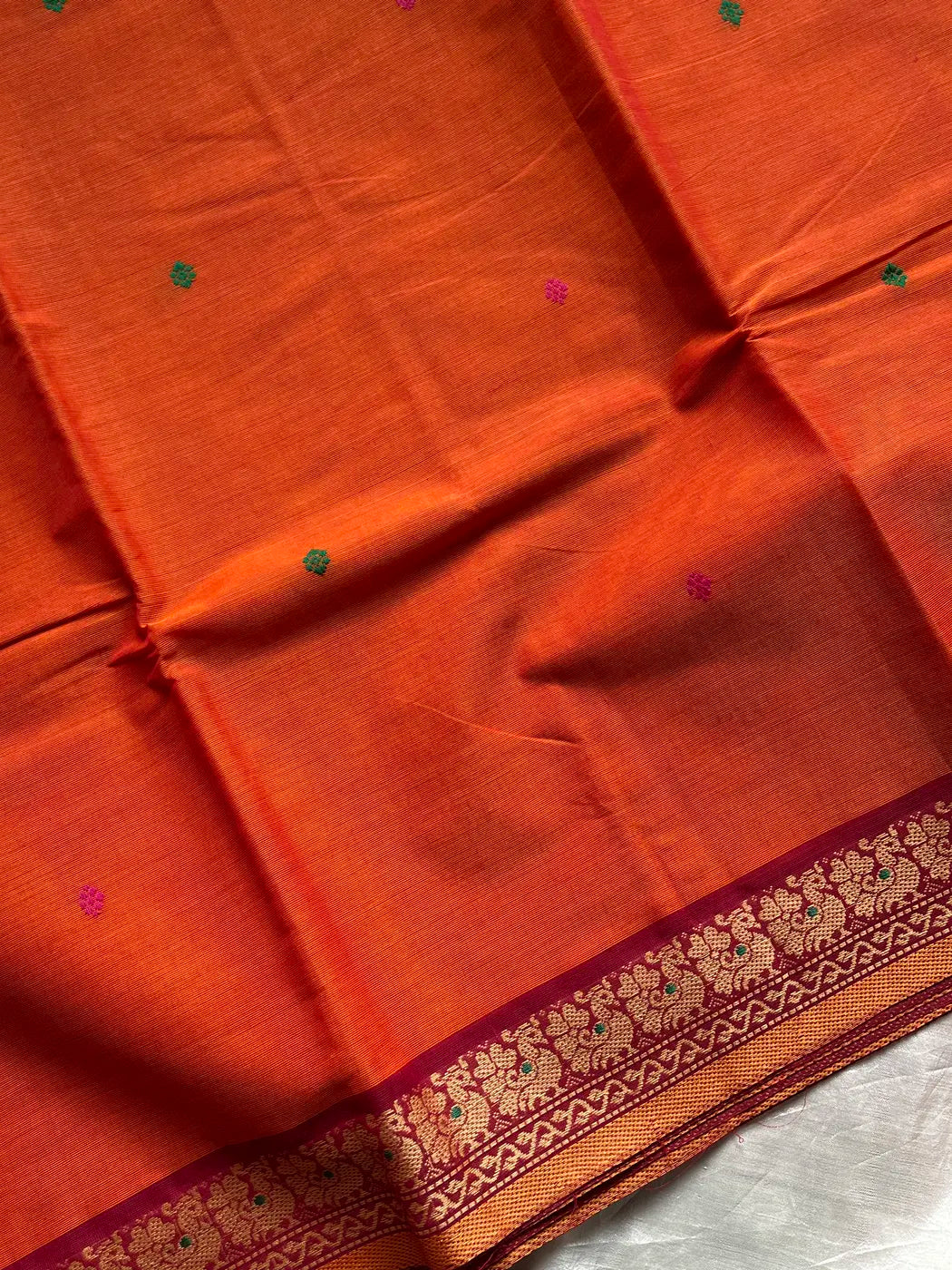 Chettinadu Cotton Saree –  Orange