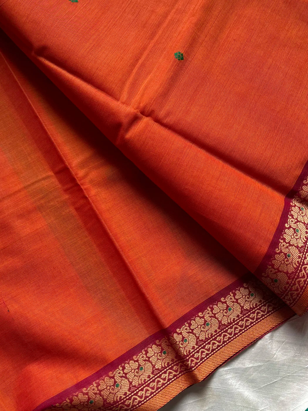 Chettinadu Cotton Saree –  Orange