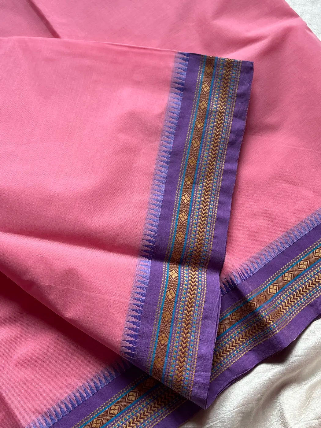 Chettinadu Cotton Saree –  Rose Pink