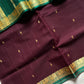 Vanam – Coffee Brown Handloom Art Silk Saree with Green Border