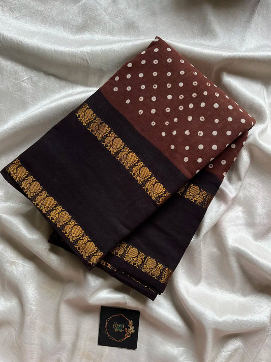 Madurai Sungudi Cotton - Brown