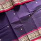 Dusky Petal – Pure handloom Kanchi cotton saree in violet with pink thread-woven border and motifs, by House of Thansha.