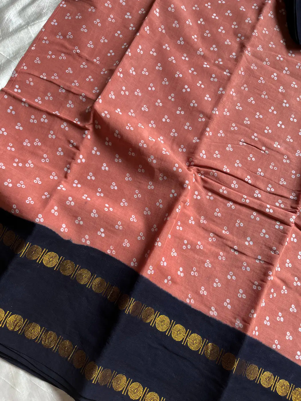 Madurai Sungudi Cotton - Peach