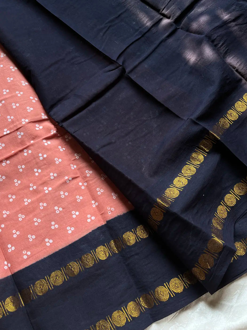 Madurai Sungudi Cotton - Peach