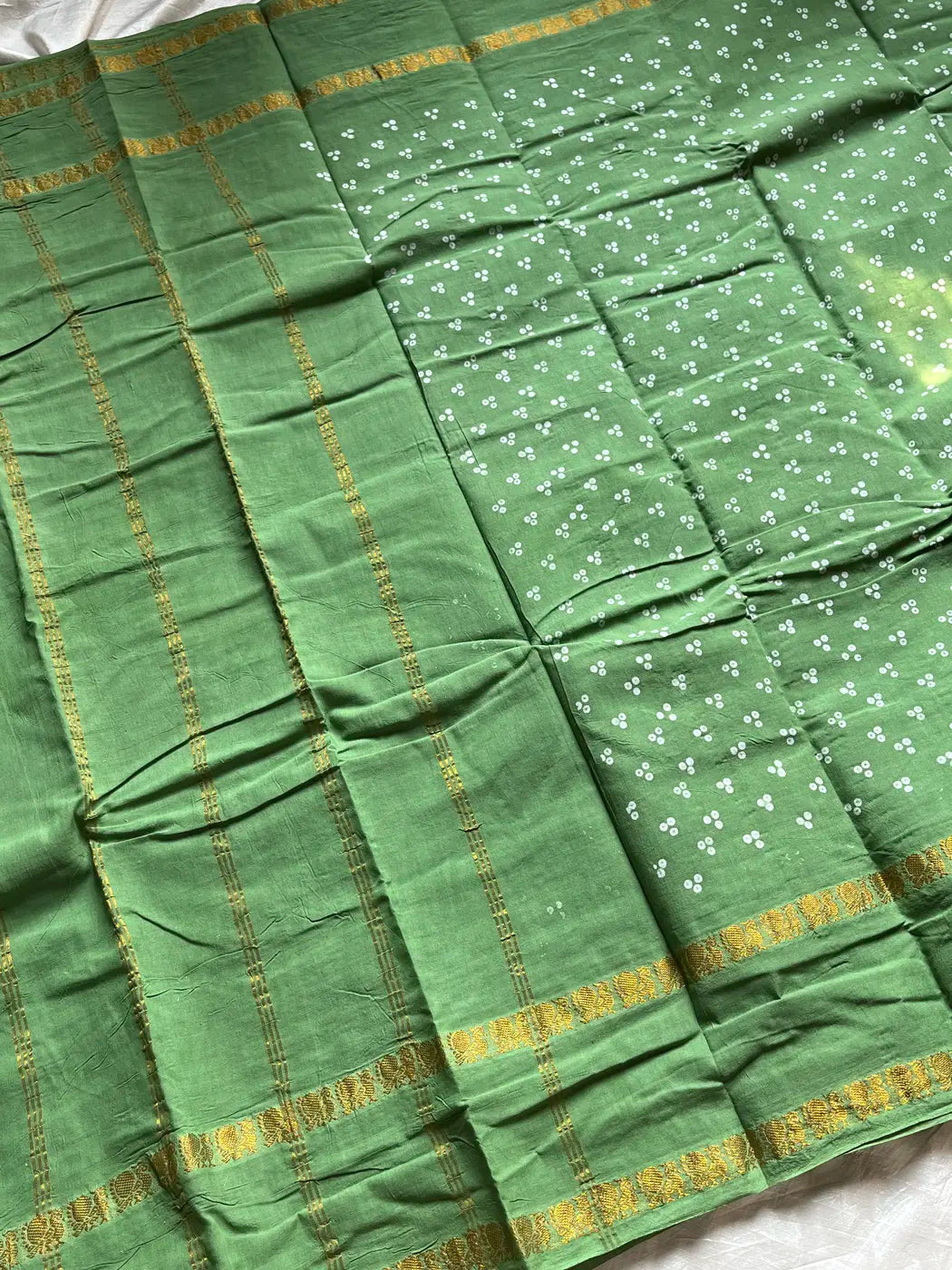 Madurai Sungudi Cotton - Pastel Green