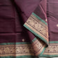 Coffee brown Kanchi cotton saree with dark green border and thread-woven pallu – House of Thansha