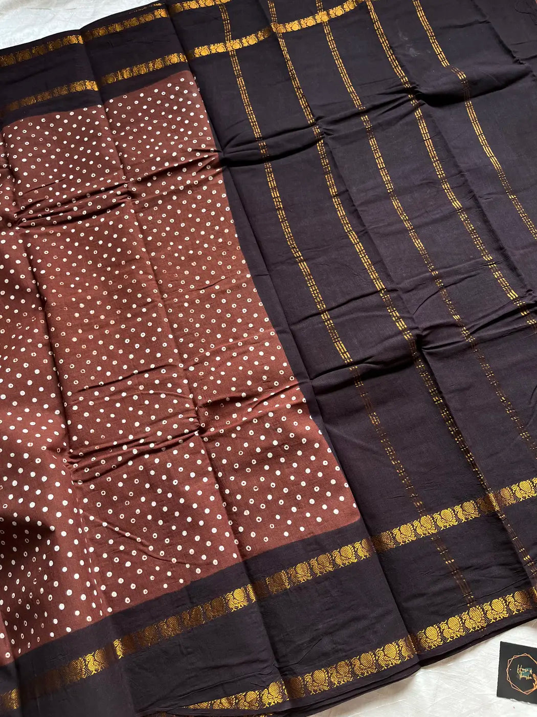 Madurai Sungudi Cotton - Brown
