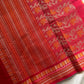 Red handloom Kanchi cotton saree with intricate multicoloured threadwork pallu and border – House of Thansha