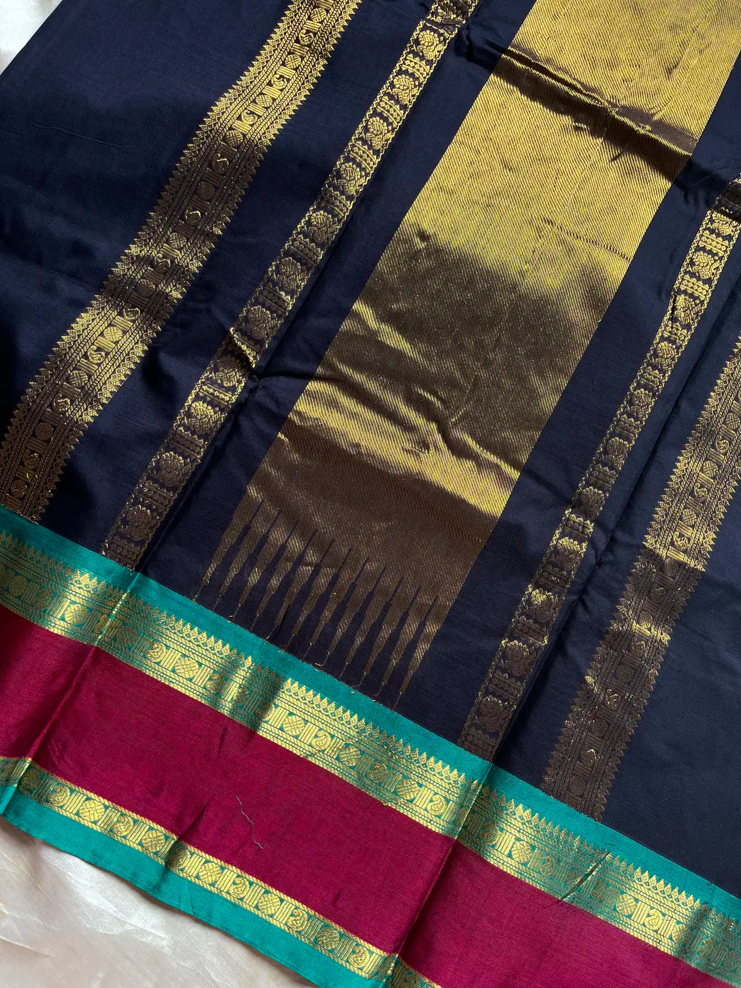 Throne Edit – Dark Blue 120 Counts Mercerised Kanchi Cotton Saree