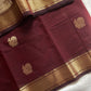 Dark maroon handloom Kanchi cotton saree with zari annam motifs and rich zari pallu – House of Thansha