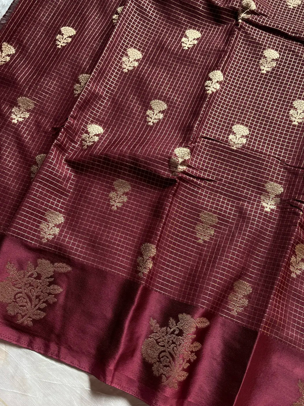 Banarasi Crepe Silk Saree – Cocoa Maroon